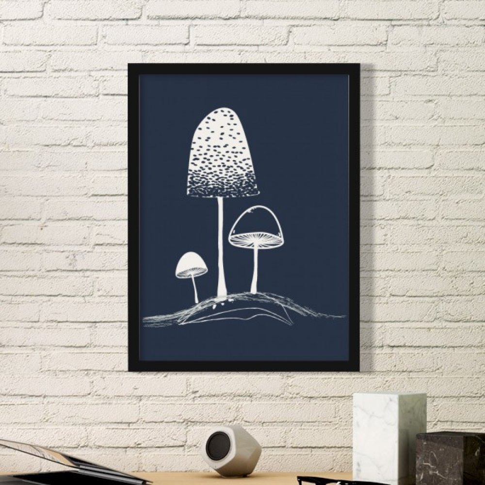 Cadre photo champignon en bois noir rectangle cadeau original maison