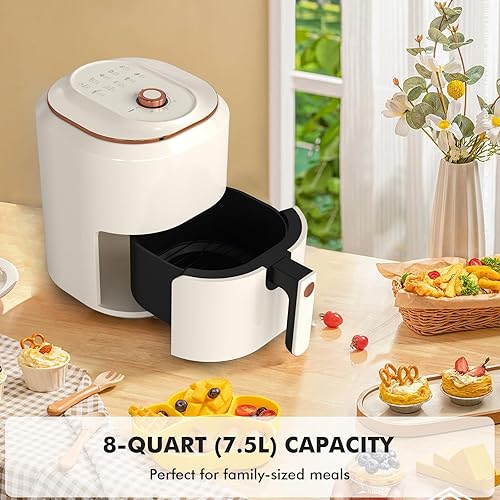 Miniatura 2 de Freidora de aire, freidoras eléctricas de gran capacidad de 8 cuartos de galón para una cocción saludable con un 80% menos de aceite, control de