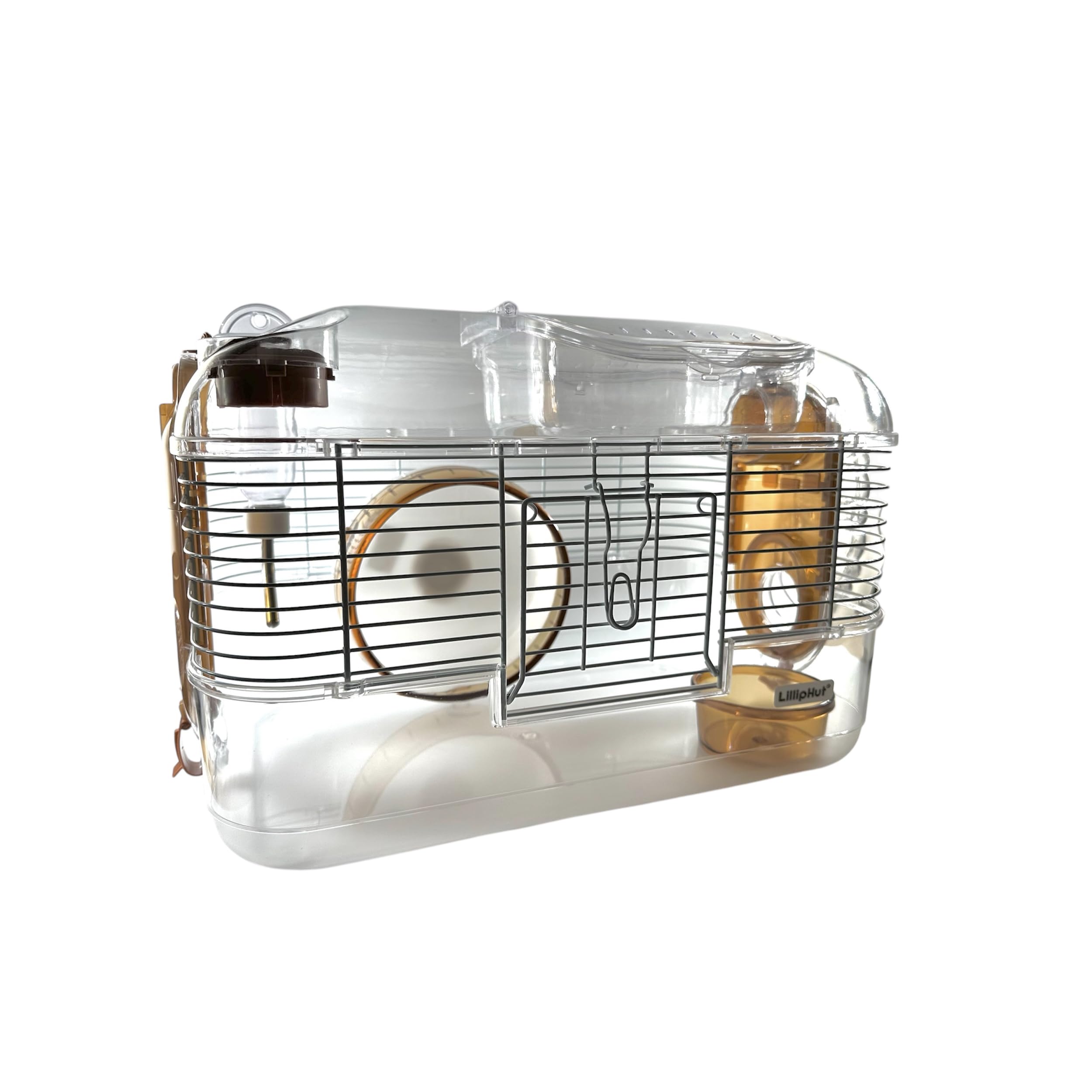 LillipHut Hamster Cage – Small Animal Habitat with Accessories, Durable and Compact Design for Hamsters, Gerbils, and Small Pets (Brown, Medium)