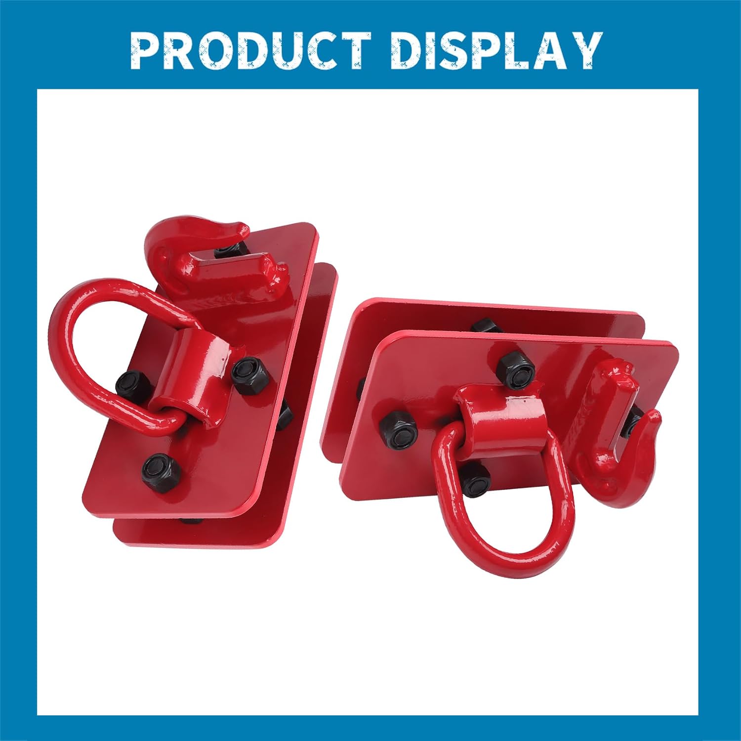 Silscvtt Red 2 Pack Tractor Bucket Hooks with Tie Down Ring Max Load 15000 lbs Replacement for Tractor Bucket RV Truck Grade 70 Grade Forged Steel
