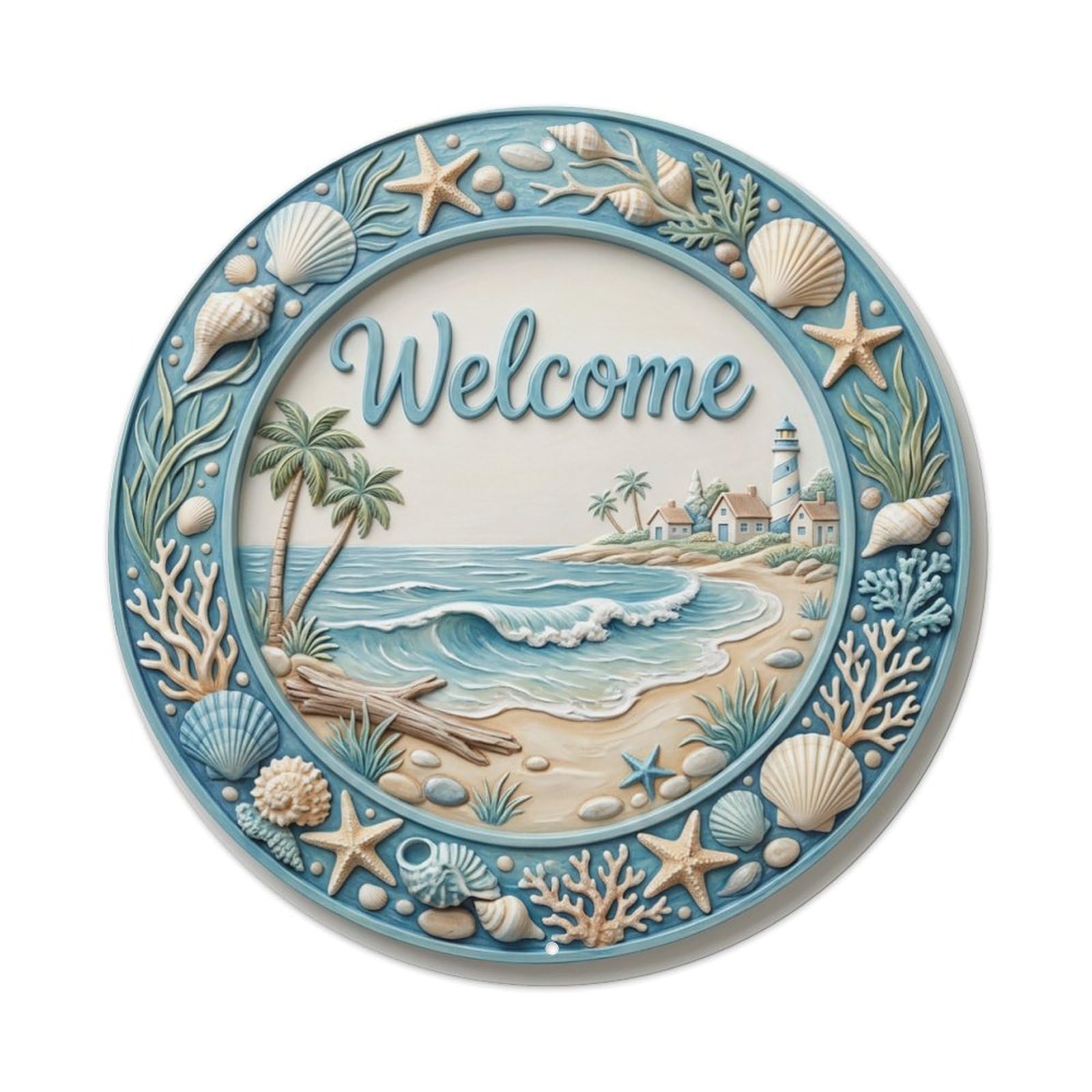 Tgrcjimh Style Metal Tin Sign Seaside Welcome Coastal Charm
