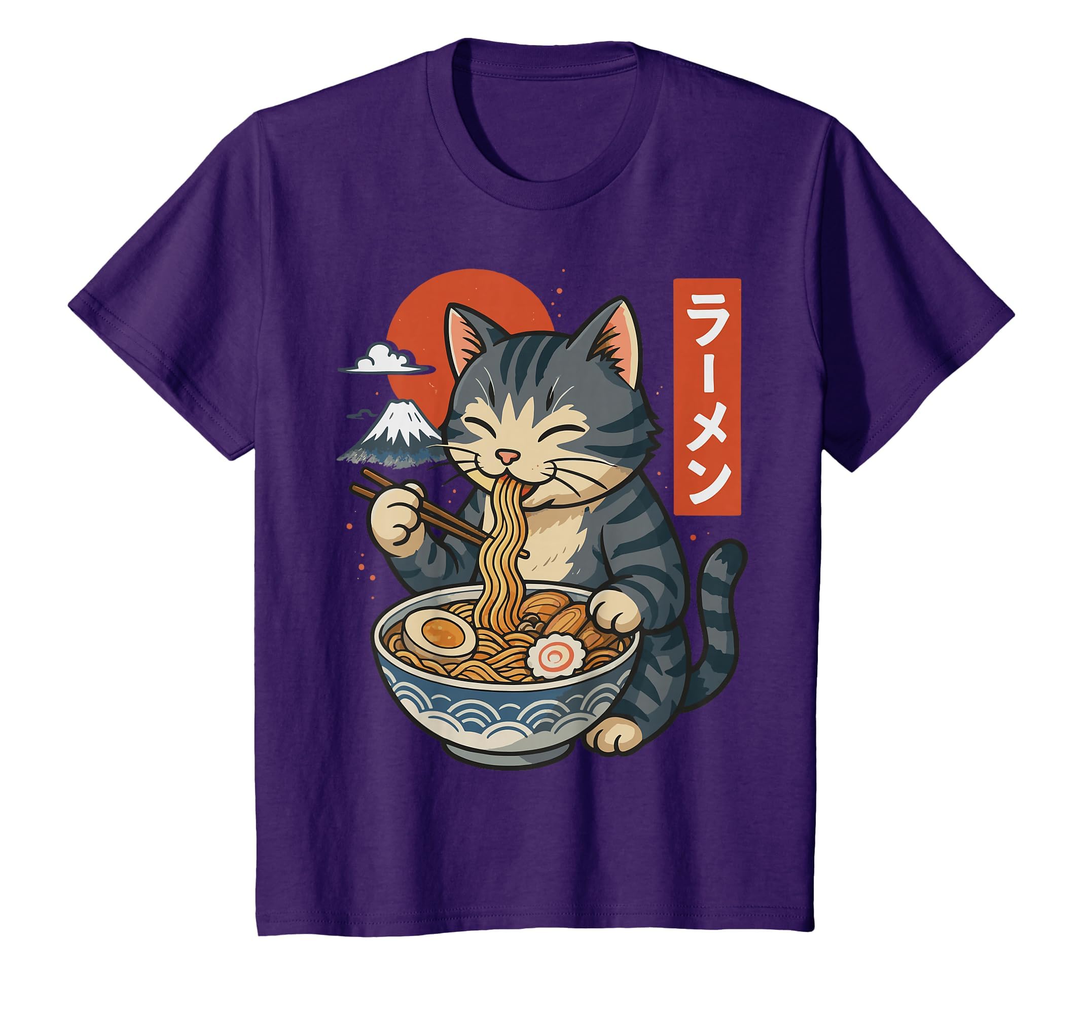 Anime Cat Eating Ramen Retro Kawaii Ramen Cat T-Shirt