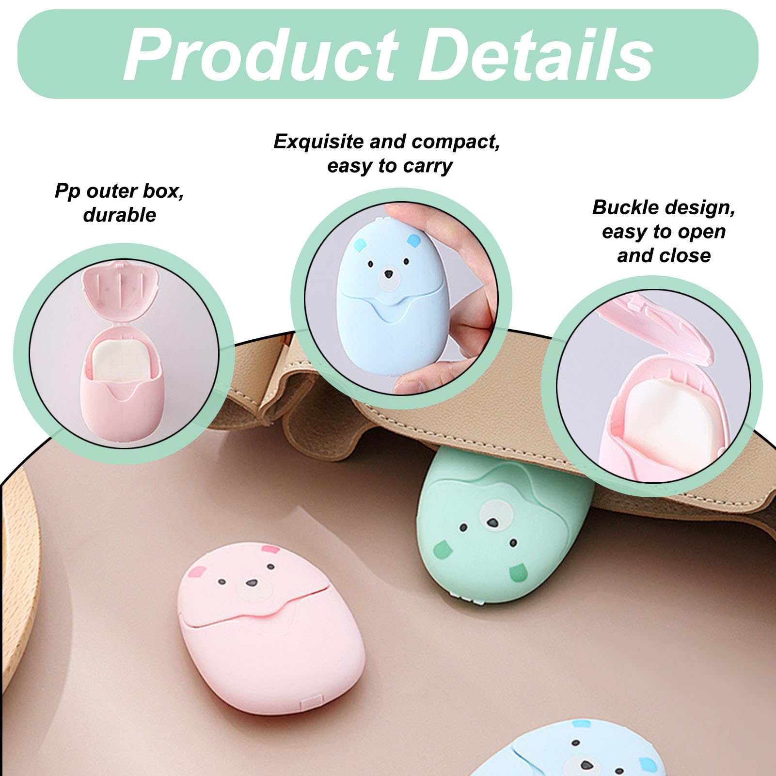 Savon en Papier Jetable 6 Boîtes Feuilles de Savon Portable pour Voyage Randonnée