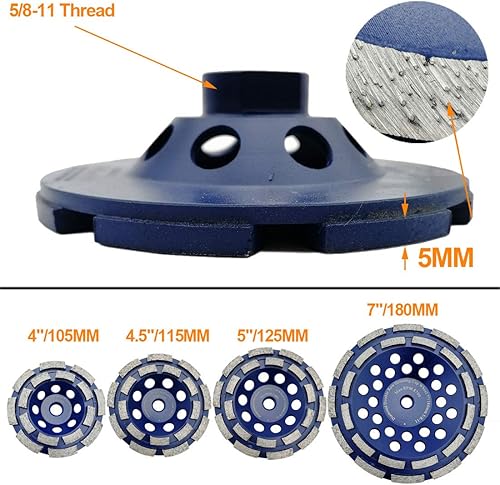 Miniatura 9 de DT-DIATOOL Mármol concreto del granito de la muela abrasiva de 7 pulgadas con el segmento doble del diamante de la fila