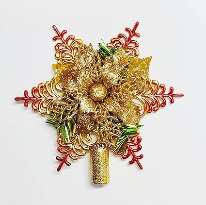 SMARTBUYER-1 PCS Glitter Star Christmas Tree Topper Decoration Hanging Christmas Treetop Star Ornament for Christmas Celebration