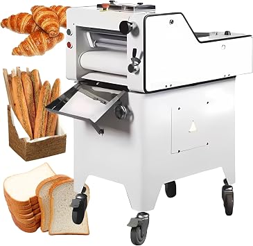 INTSUPERMAI Commercial Toast Bread & Croissant Dough Sheeter 2 in 1 Electric Roller Press Molding Machine & Auto Baguette Shaping Maker 1.06oz-42.33oz 110V
