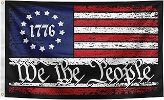 We The People Flag 3x5 FT - Vintage Patriotic Banner Constitution Flag Outdoor/Indoor July 4th Celebration Gathering Backyard Party Decoration ﻿ (black)