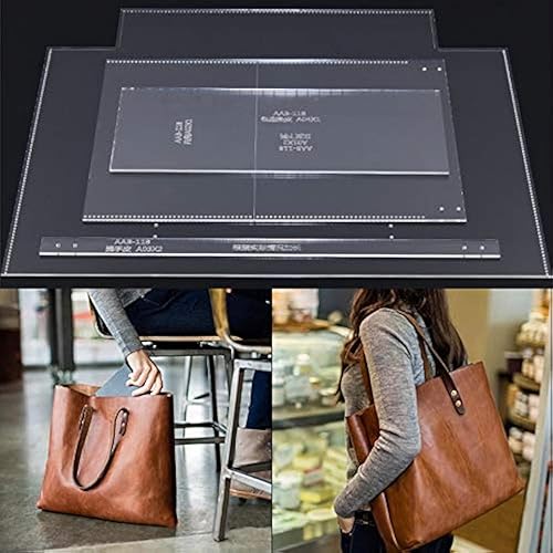 NW AAB-118 - Bolsa de cubo para mujer, plantilla acrílica, patrón de cuero, plantillas de cuero para bolsa de mano, Blanco, L