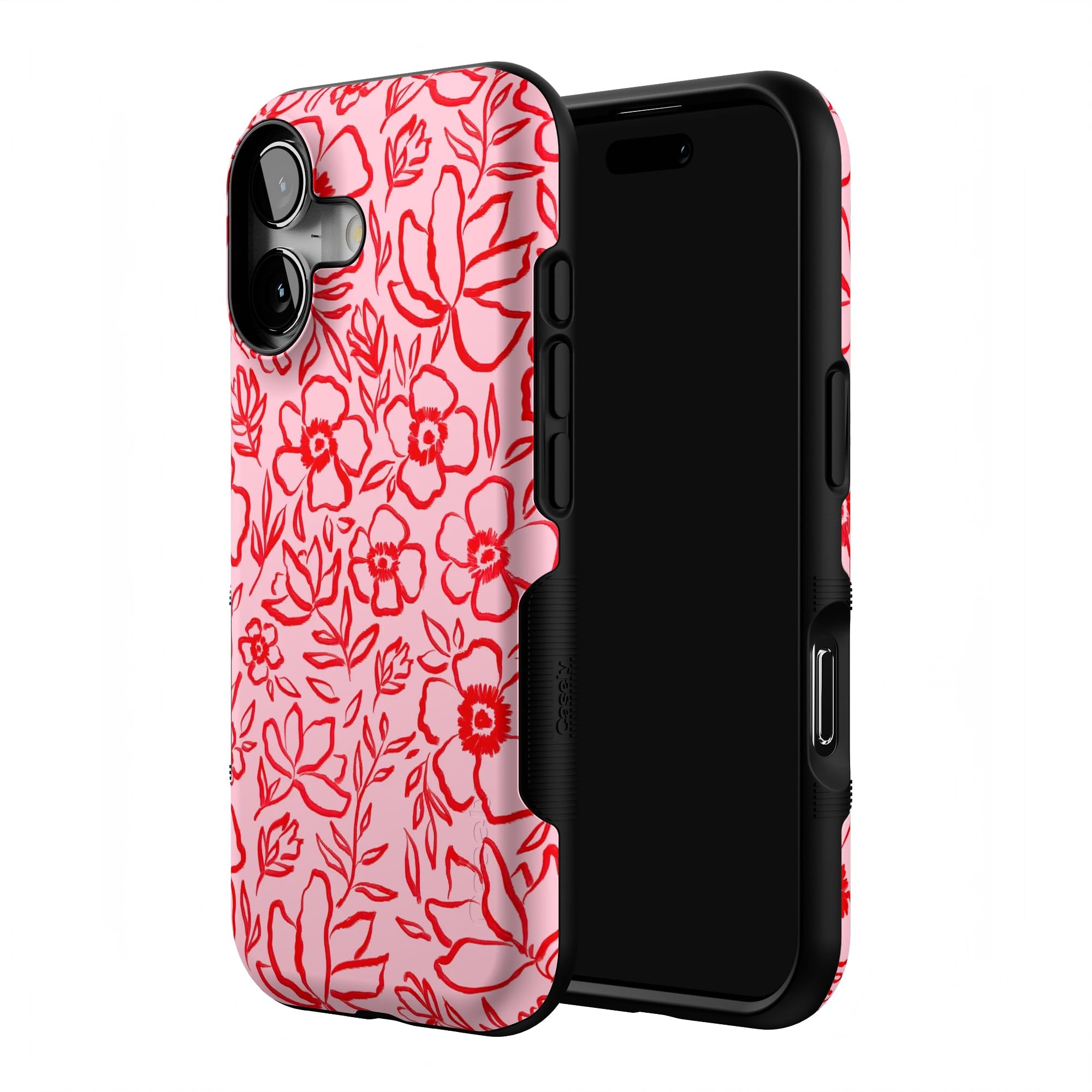 Casely Coque pour iPhone 17 | Blush Garden | Gribouillage Floral | Design de Protection Audacieux | Compatible avec MagSafe
