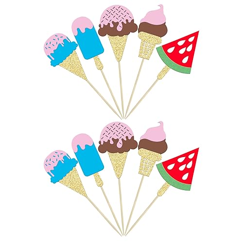 Miniatura 3 de Gyufise 30 piezas de helado para cupcakes con purpurina para helado Luau Cupcake Picks para verano, temática de Hawaii, baby shower, boda,