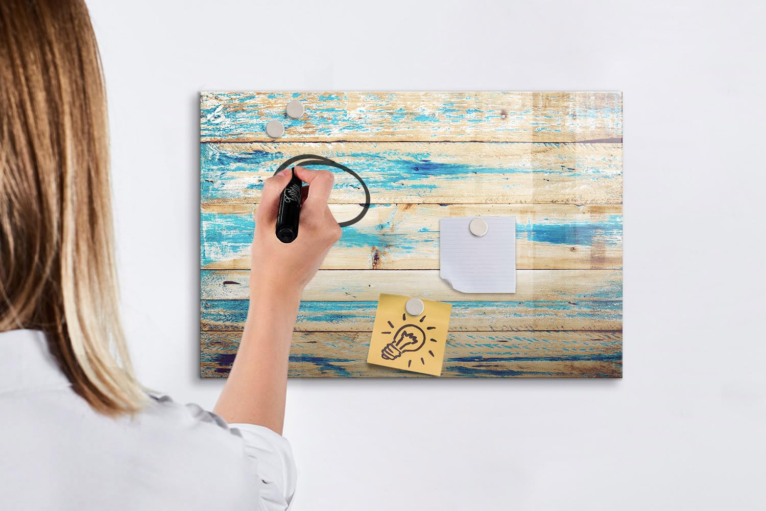 Pizarra magnética decorativa 60x40 cm | Madera rayada