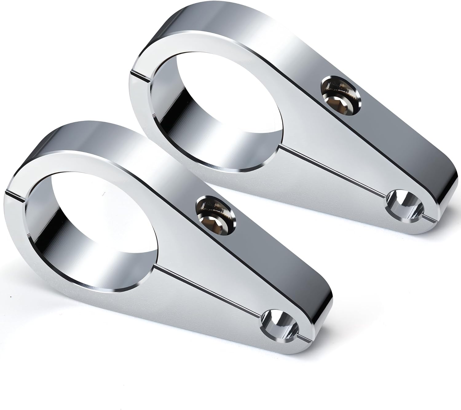 MoKitDora 1.25" Handlebar or Frame Mount Clutch Throttle Cable Clamp or Brake Line Clips for Harley 2 Pack, Chrome