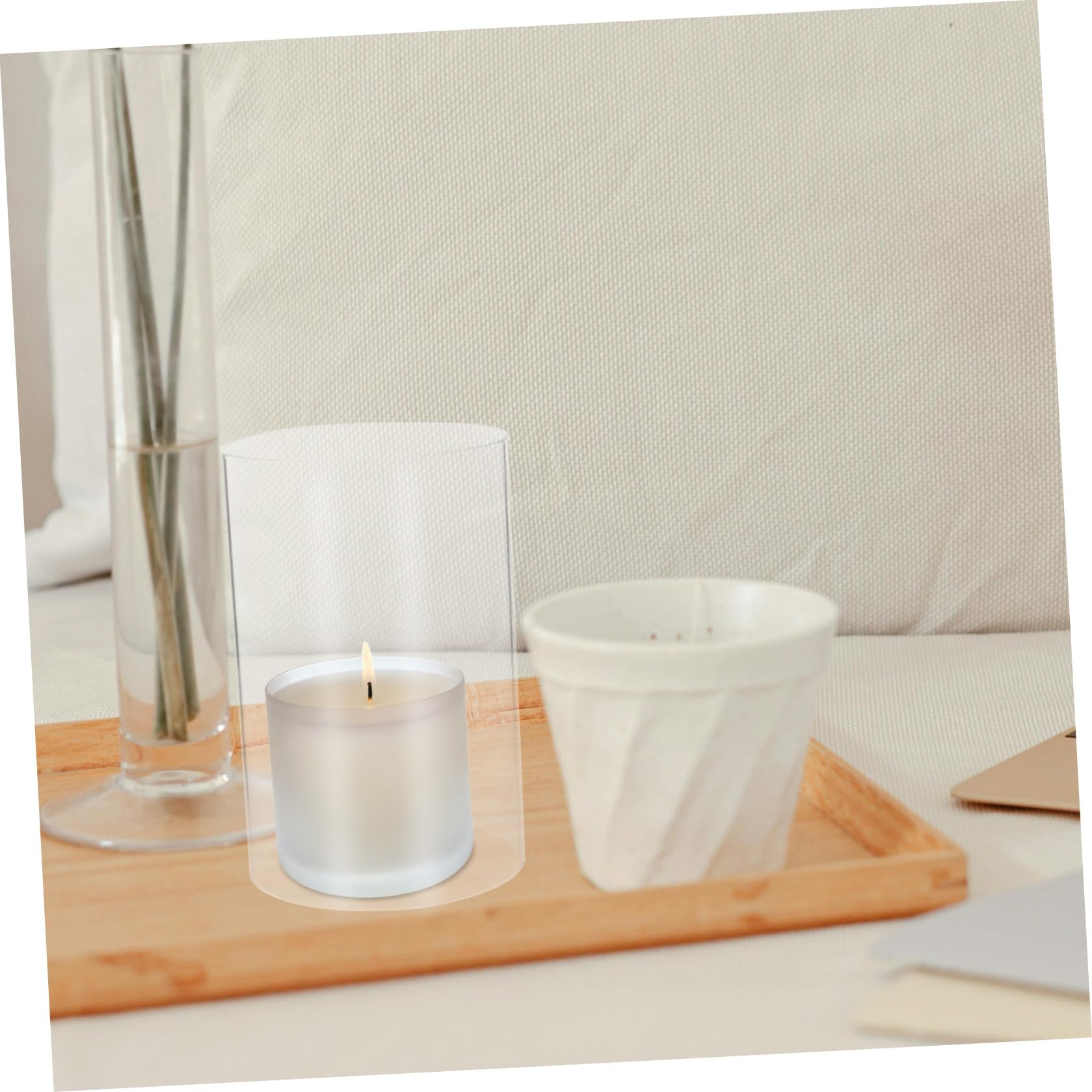 Ipetboom Bougeoir Cylindrique En Verre Transparent 10x15cm Lot De 2 Étanche Décoration De Mariage Fête Abat-jour En Verre Résistant Décoration Intérieure