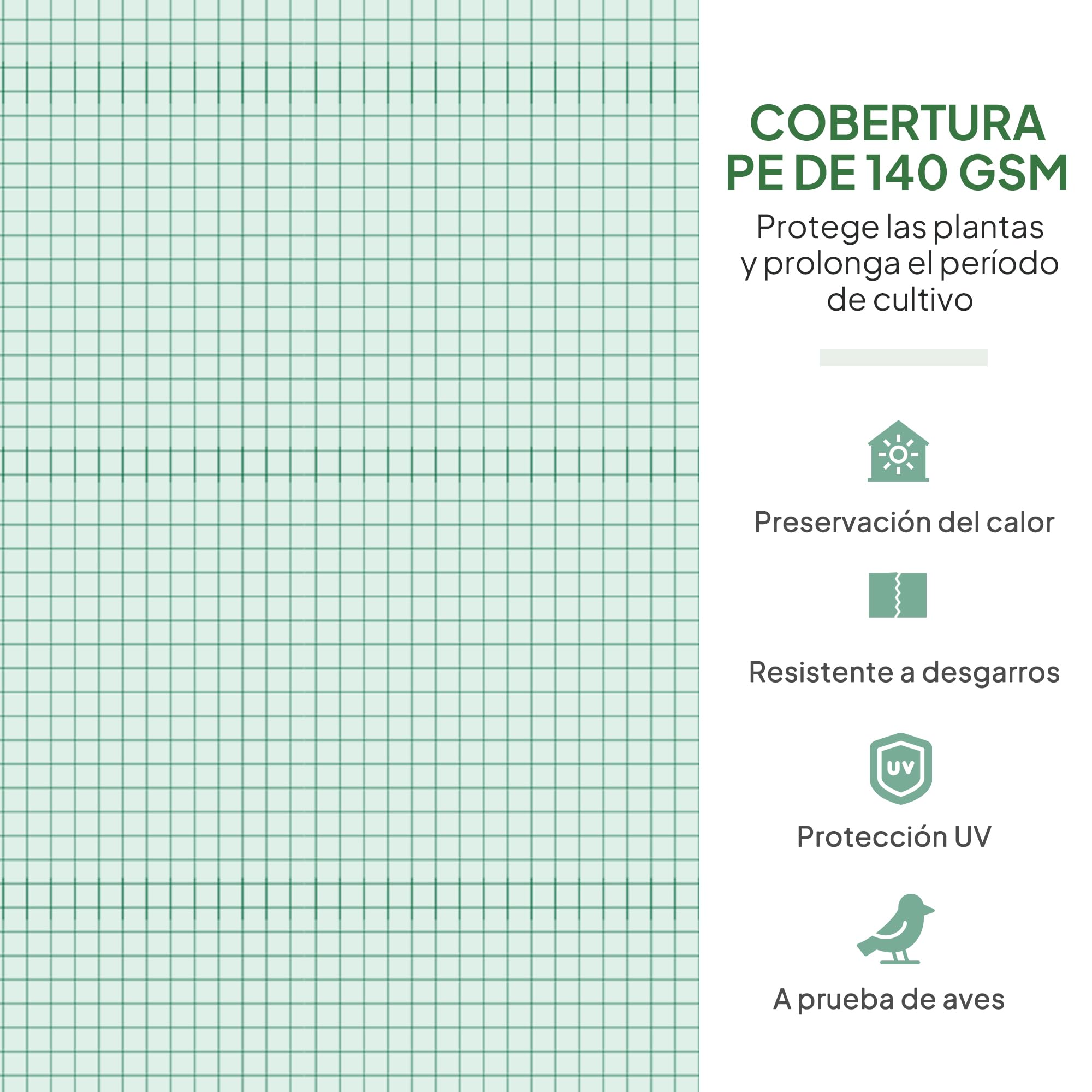 Outsunny Invernadero de Túnel 347x300x200 cm con Puerta Enrollable Verde | 6 Ventanas, Cubierta PE 140g/M² y Estructura de Acero Galvanizado para Cultivos, Plantas y Flores