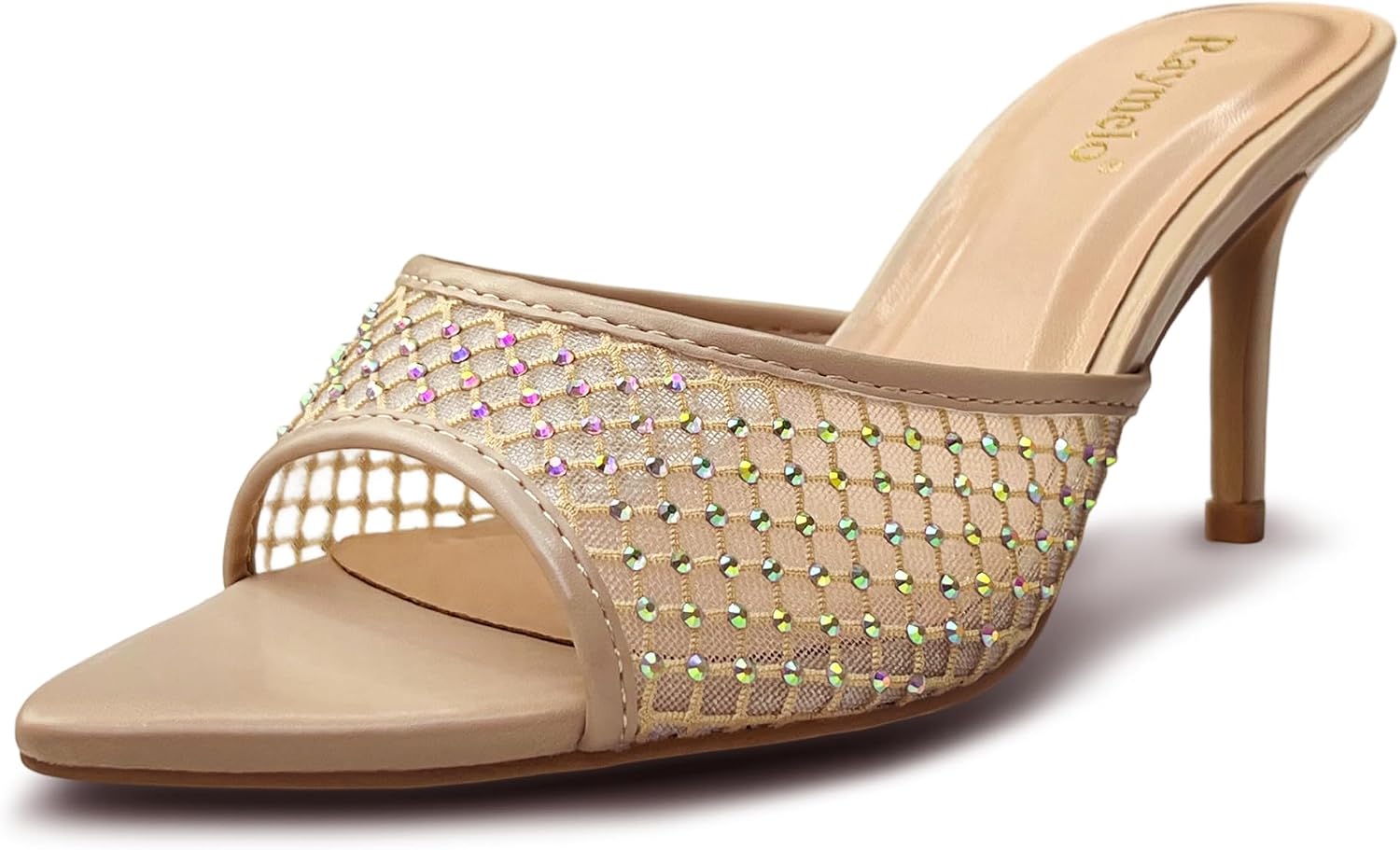 Raymelo Women's Dressy Heeled Sandals, Slip-On Open Toe Mules for Party, Wedding, Evening and Summer Wear
