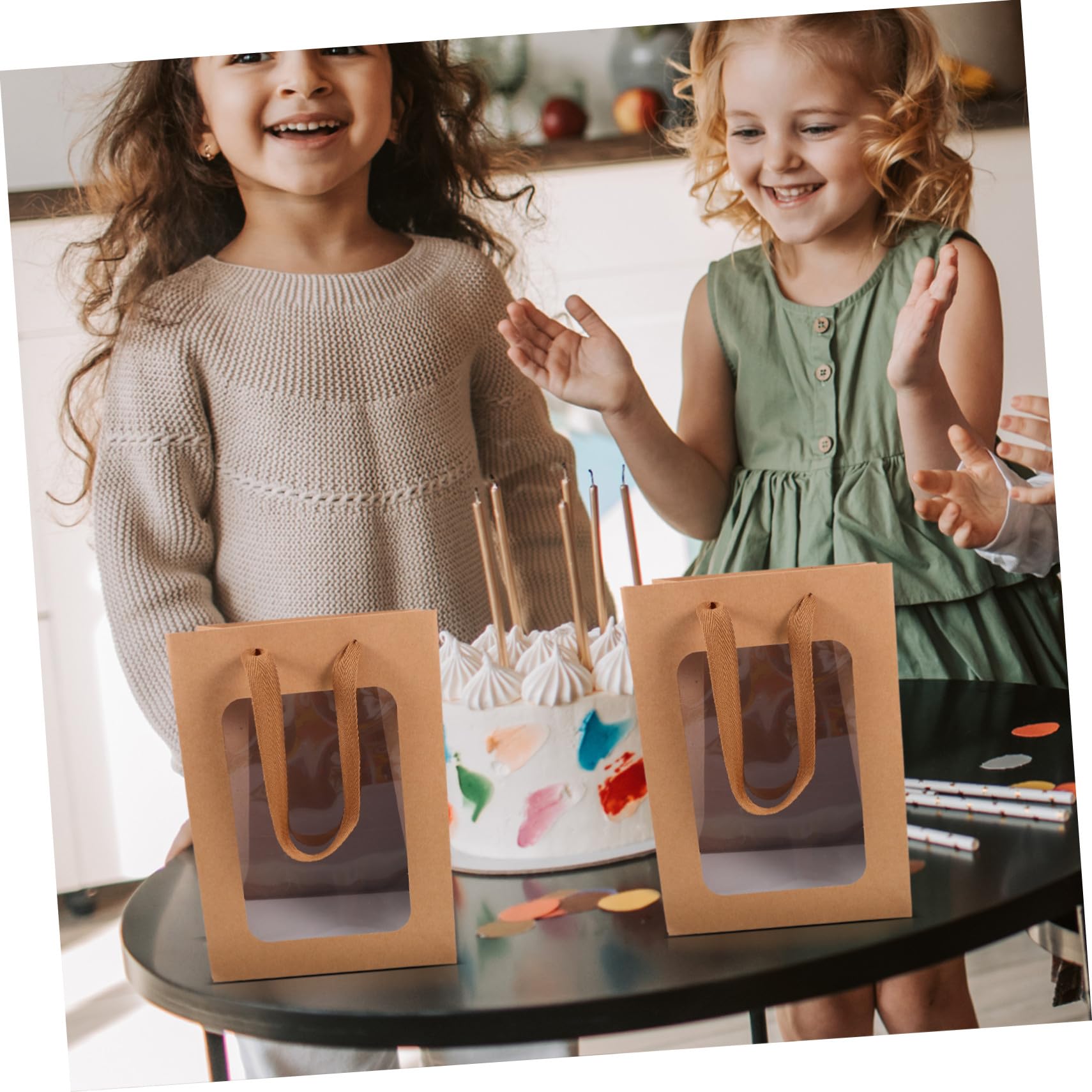 Vaguelly 12 Piezas Bolsas con Ventana Transparente para Fiestas Práctico y Reutilizable