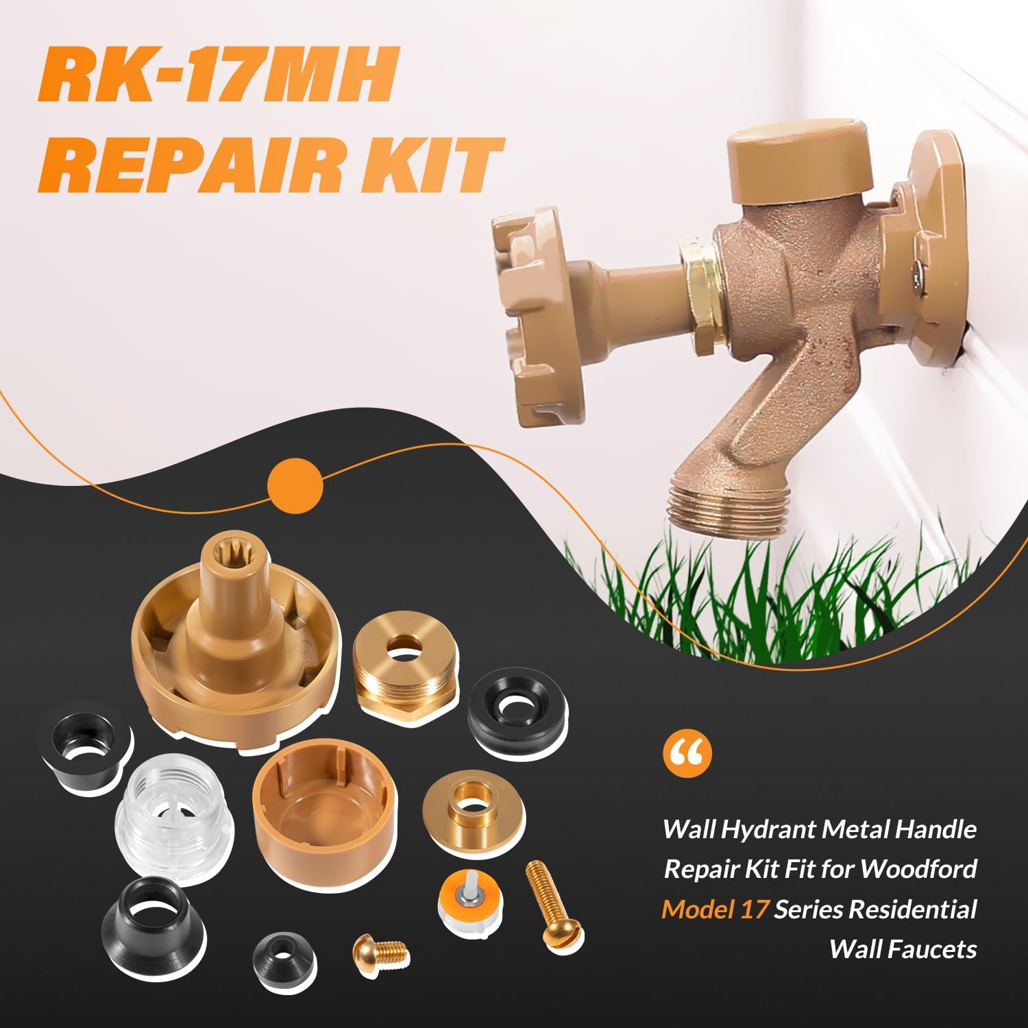RK-17MH Repair Kit Metal Handle for Woodford Model 17 Outdoor Faucets (12Pcs)