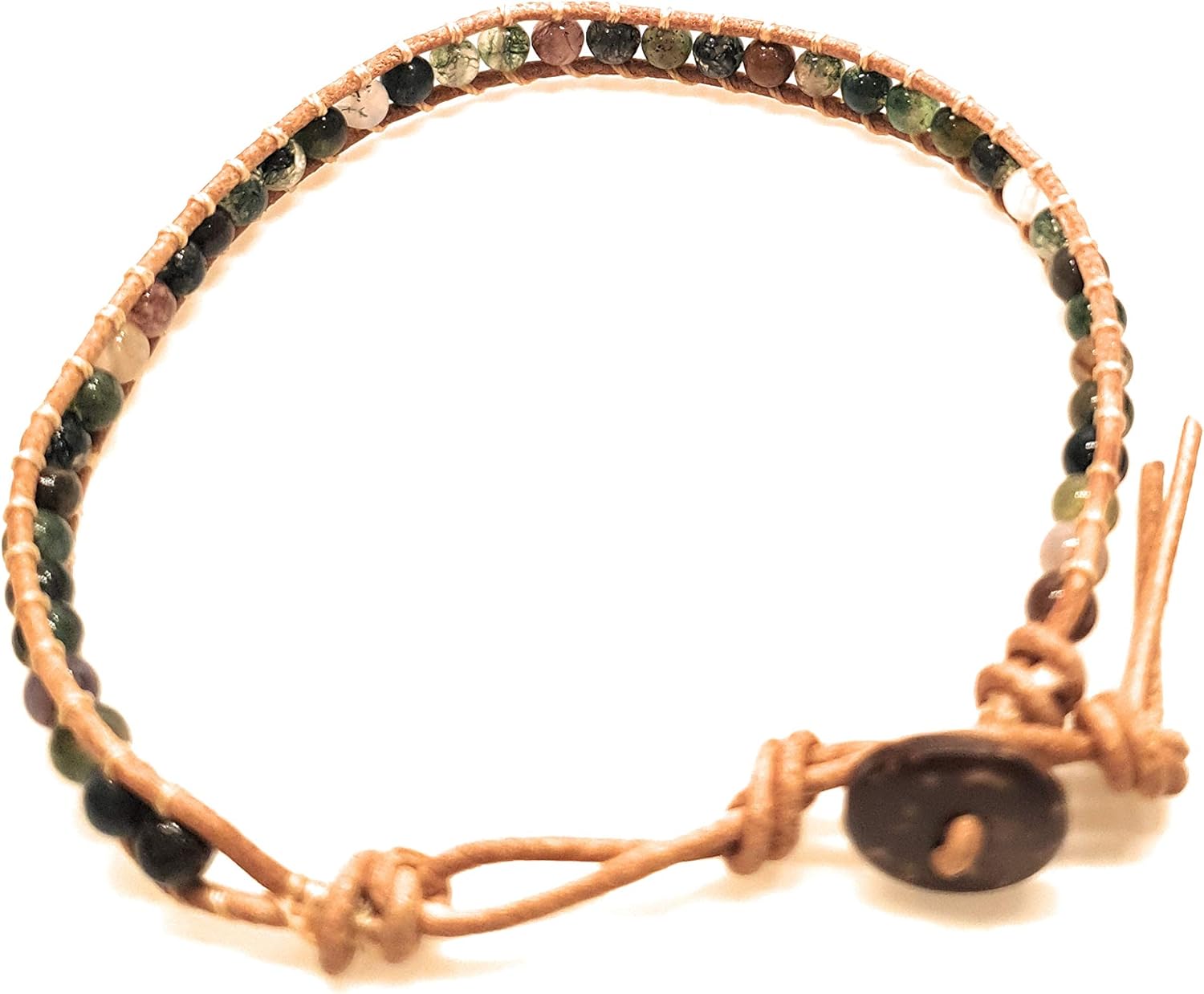 Infinityee Ankle Bracelet Woven Light Brown Leather Vintage Handmade Hippie Bohemian Gypsy Boho Unisex Anklet for Men, Women, Teenager (Jasper stone) - Image 3