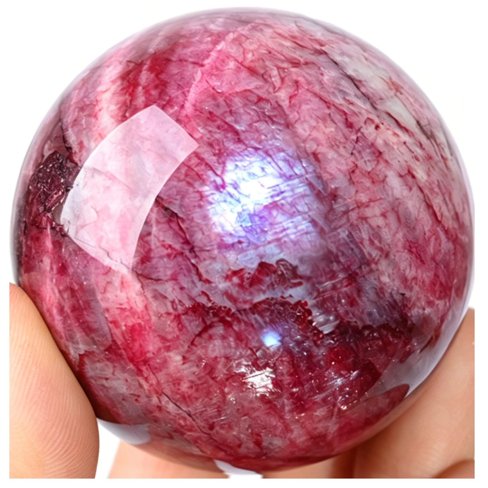 HHCTEBEC Natural Labradorite Flashy Decorative Sphere, Red Moonlight Crystal Ball,Polished Stone Divination Ball,Home Decor Reiki Balancing Crystal Gift,4CM