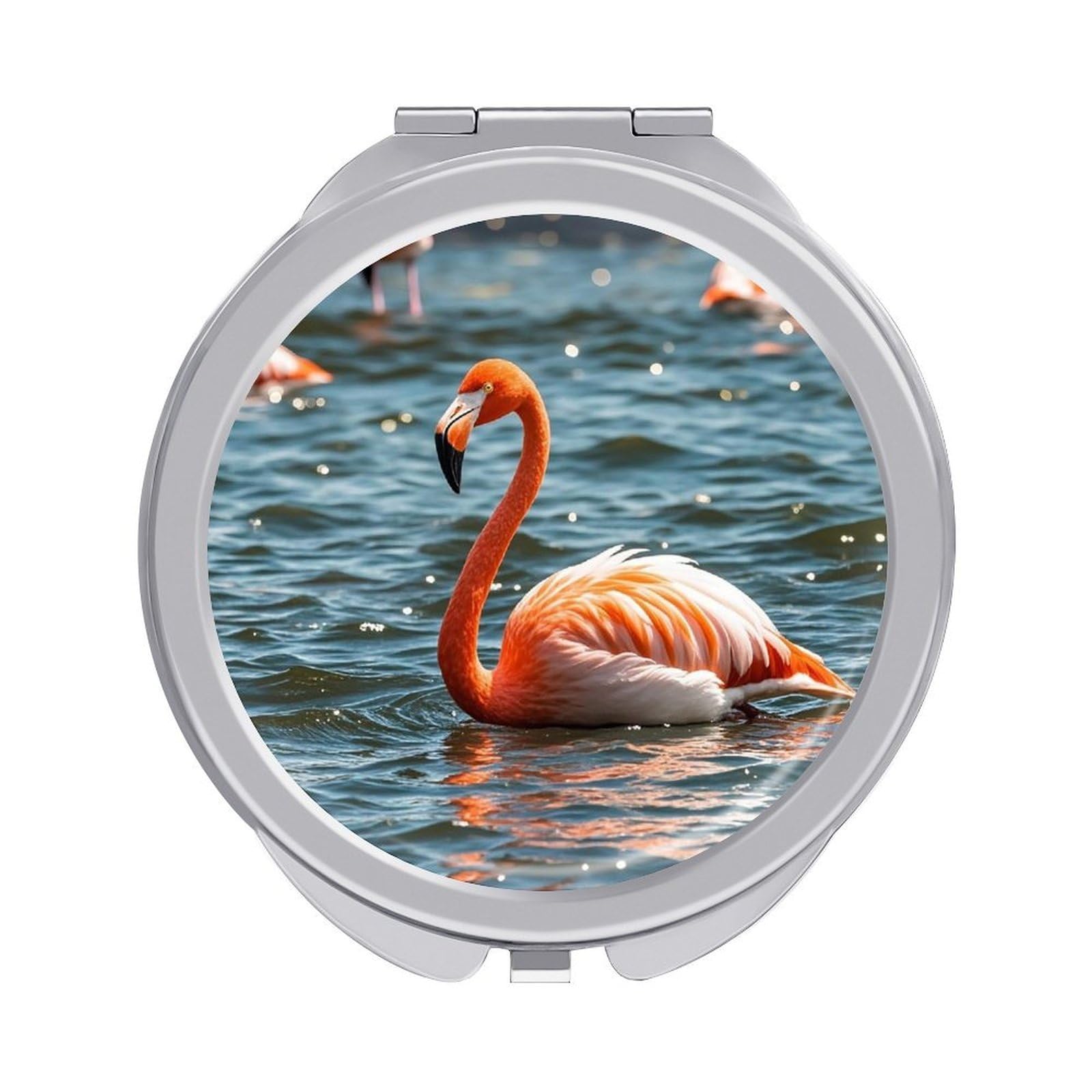 FekiLoot Flamingo Compact Mirror for Purse Portable Travel Makeup Mirrors Metal Magnifying Pocket Mirror Double Sided Small Handheld Mirrors for Women Travel Essentials