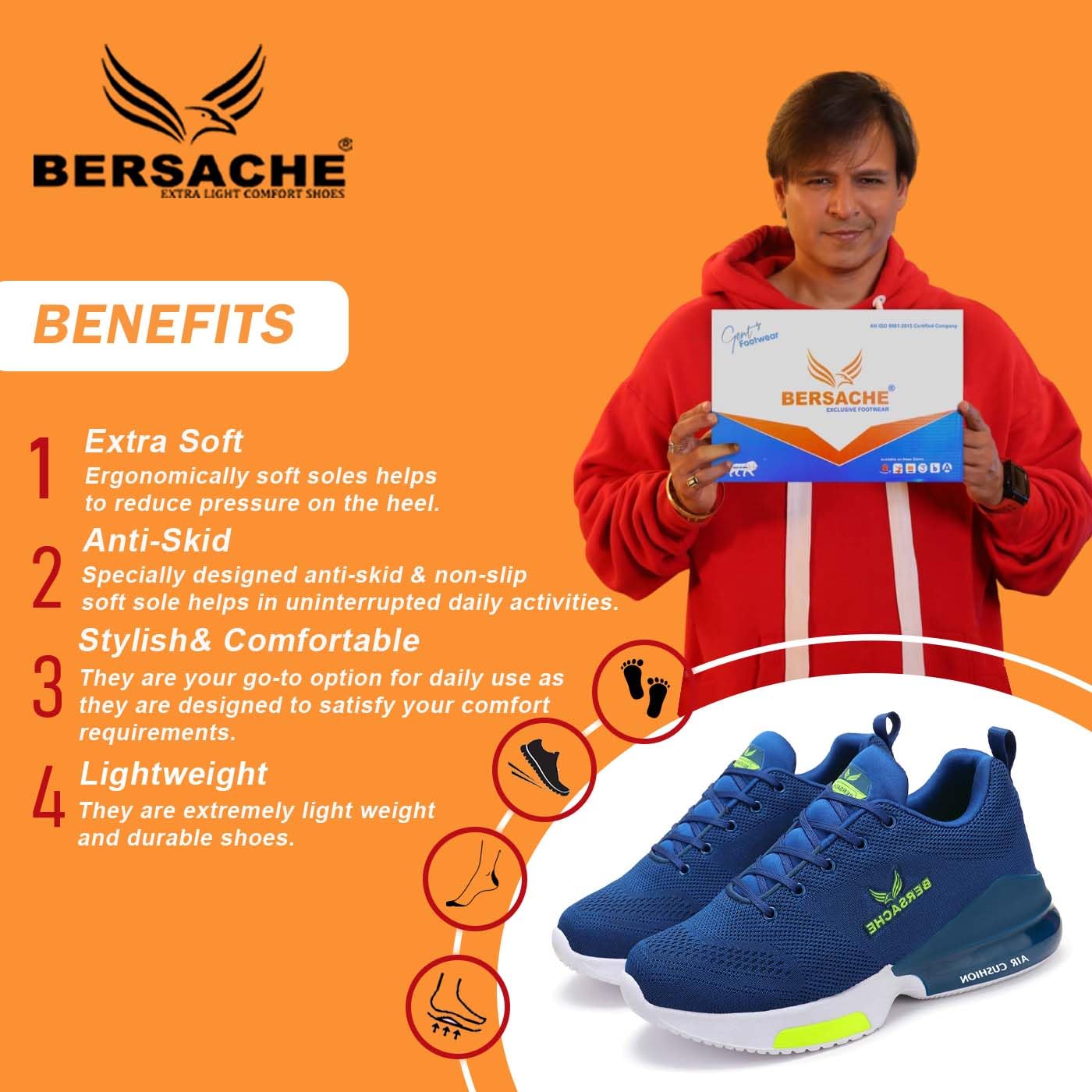 Bersache Casual Walking Gym Training Outdoor Running Shoe Sole