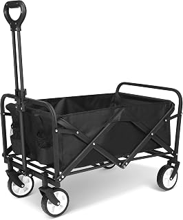 Collapsible Wagon Cart,Portable Folding Wagon, Smart Utility Foldable Outdoor Garden Wagon Cart for Sports, Shopping, Camping 75L Capacity