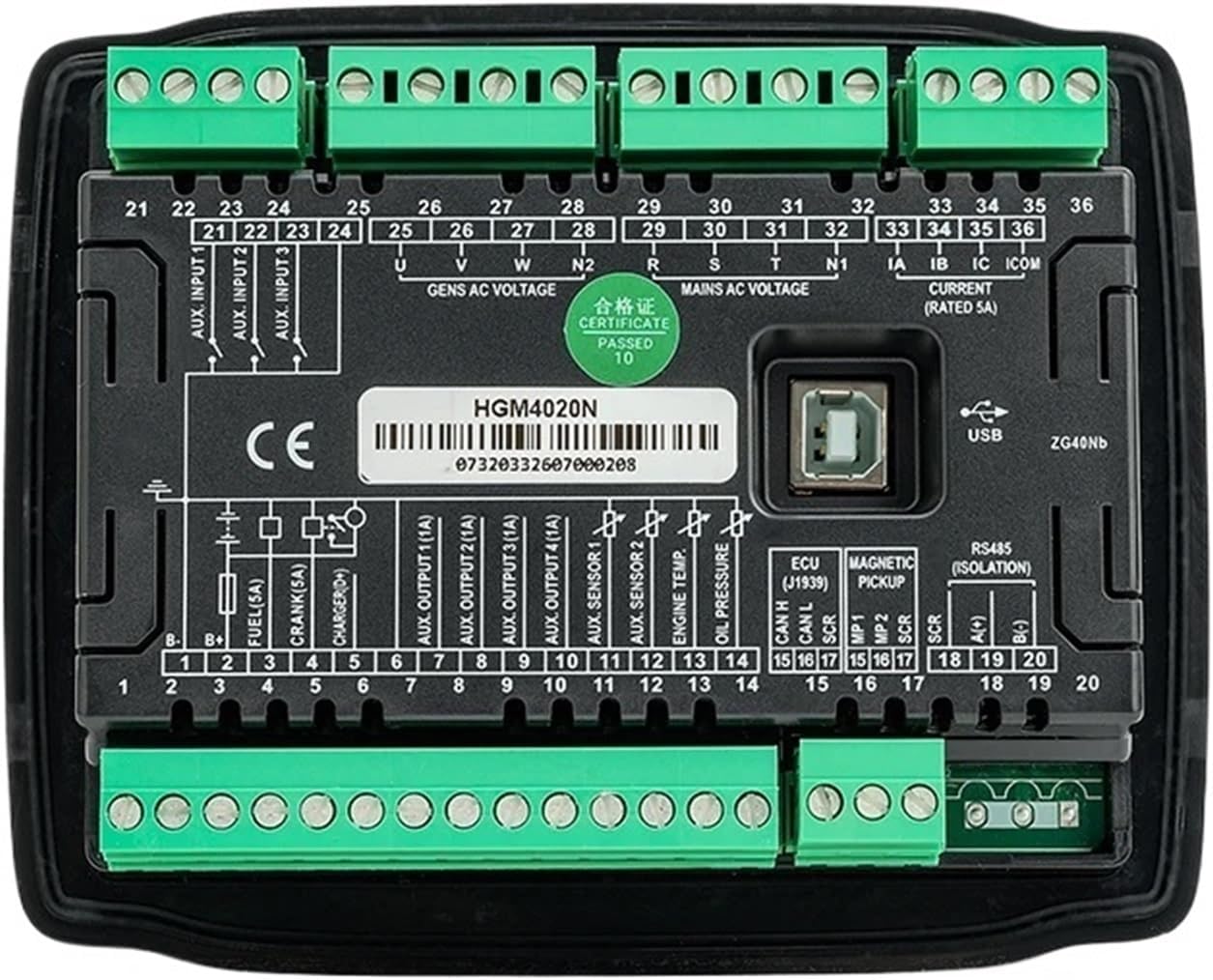 HGM4020N HGM4010N Generator Controller Control Module Auto Start Stop Engine Digital Panel 1Pcs(HGM4020N)