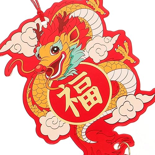Miniatura 9 de VILLCASE 6 piezas de adornos de año nuevo chino 2024 año del dragón colgante tradicional de la suerte mascota zodiaco borla encanto para festival de