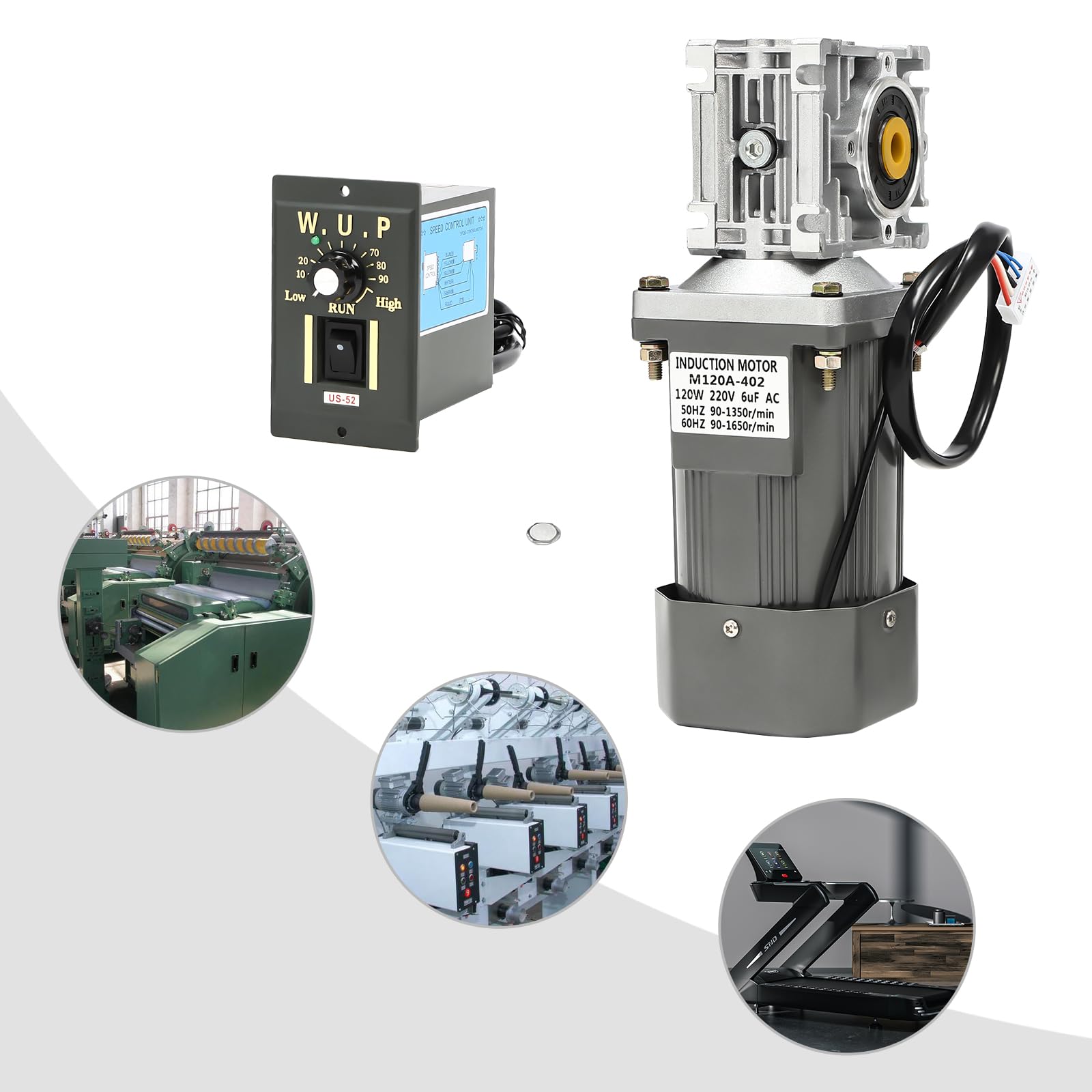 Motor reductor eléctrico de 220 V CA con 120 W de potencia, engranaje reductor eléctrico con autobloqueo y apagado automático, temperatura de trabajo de -10 ~ 50 °C