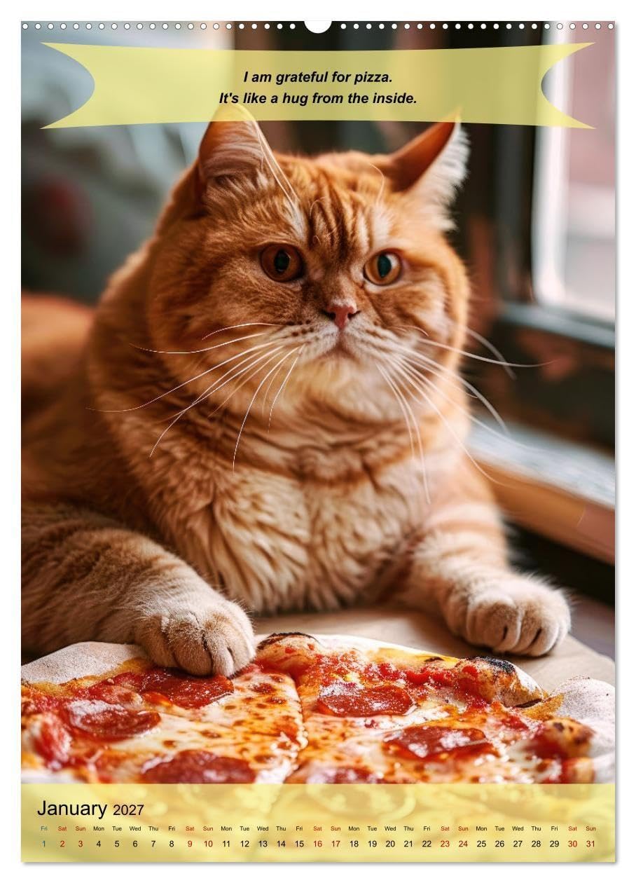 A year of greatfullness with funny animals (High Quality Premium Wall Calendar 2027 DIN A2 portrait),CALVENDO 12 Month Wall Calendar: Gratefully through all days with animalistic humor