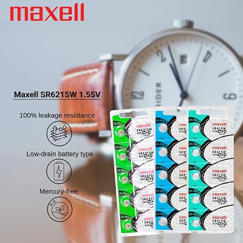 Miniatura 3 de Paquete de 10 baterías de holograma de óxido de plata Maxell 364 SR621SW