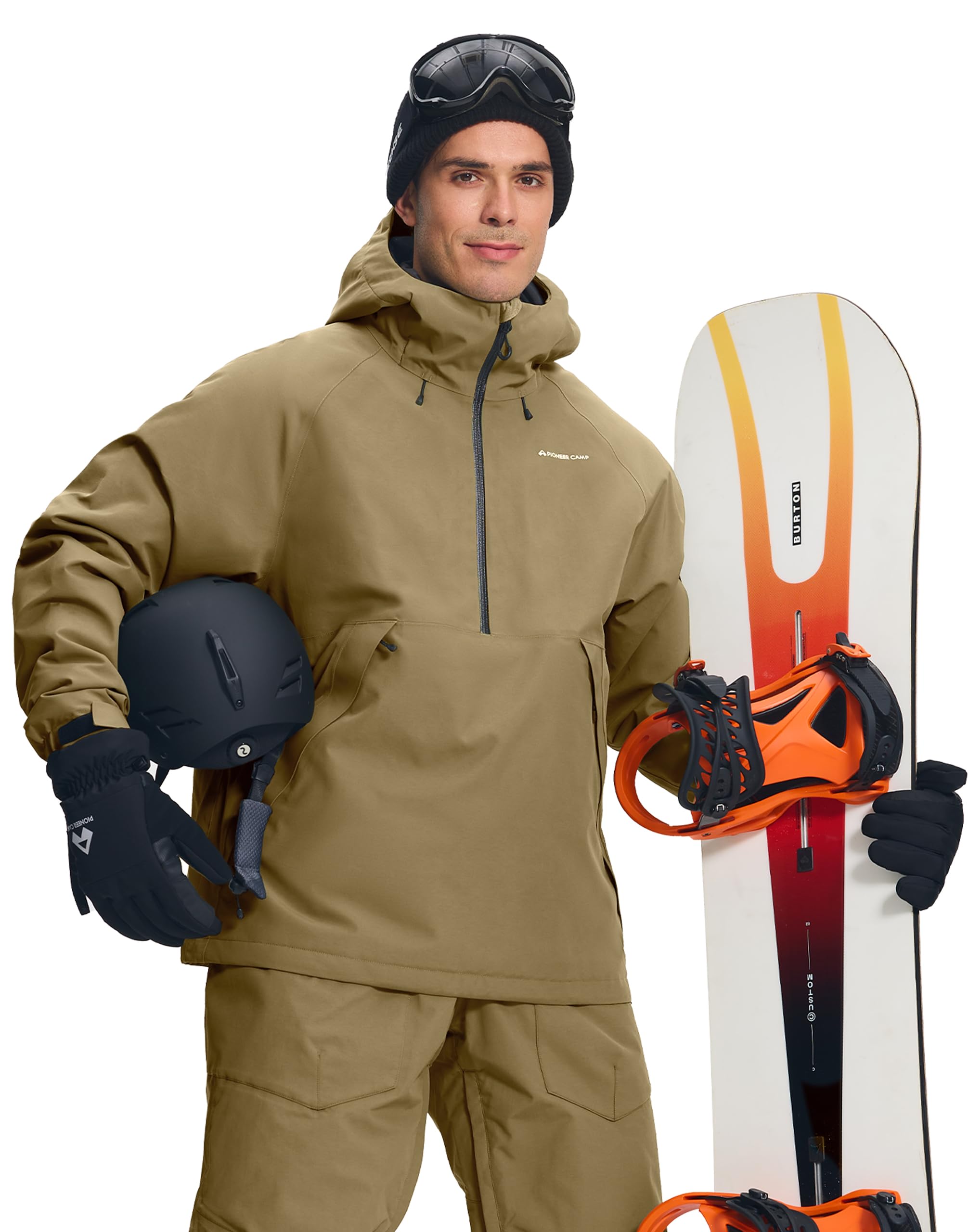 Pioneer Camp Ski Jacket Men Baggy Waterproof Insulated Half Zip Snowboard Snow Coat Shell Jackets Winter Warm Outdoor
