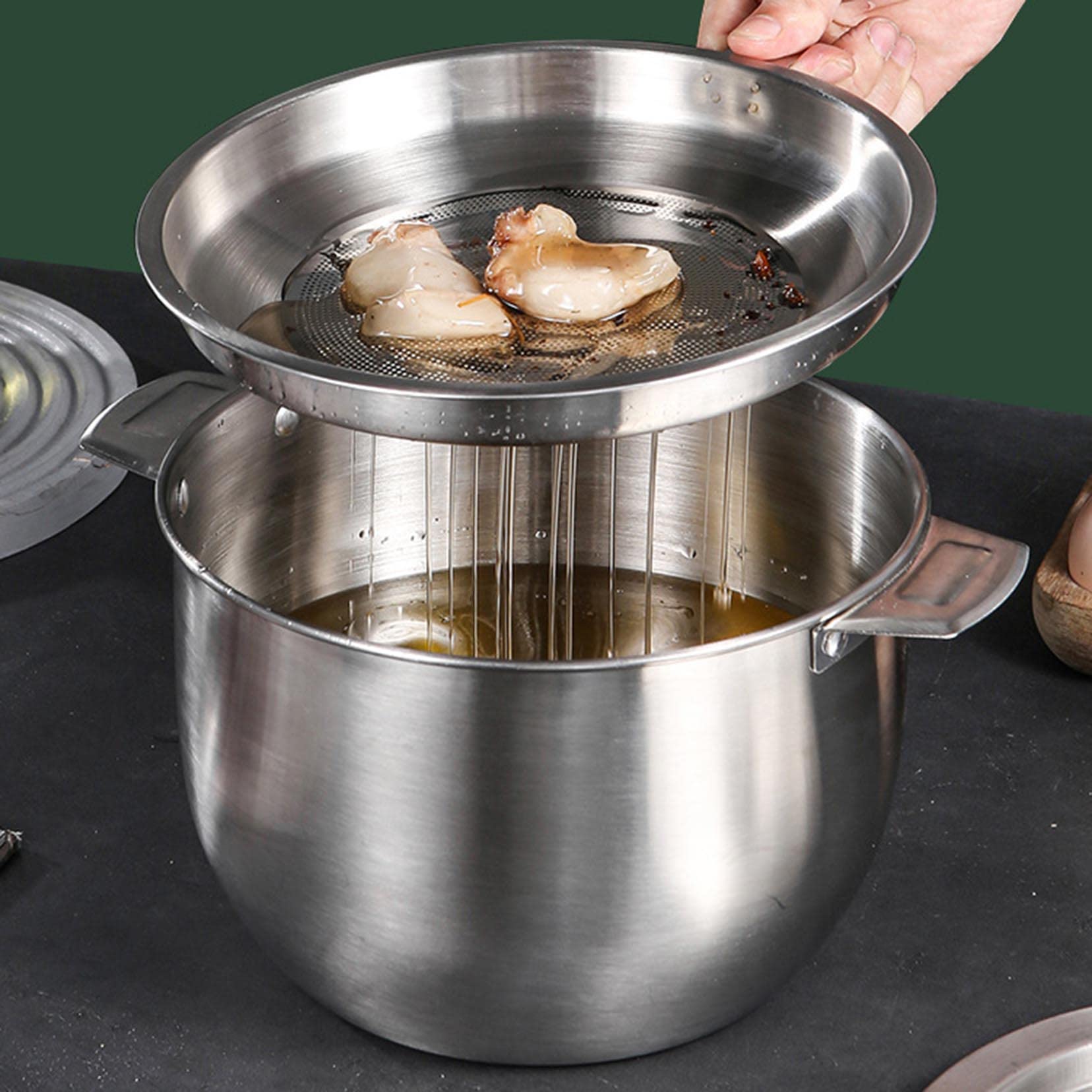 ESNY Duży pojemnik na tłuszcz Bacon, filtr tłuszczu do gotowania, sitko ze stali nierdzewnej 5,2 l, separator tłuszczu, może filtrować i przechowywać olej do smażenia i tłuszcz do gotowania itp