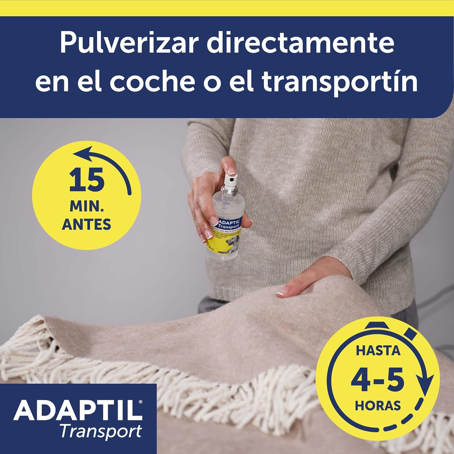 Adaptil Pack Antiestrés para Cachorros - Collar Junior + Spray Transport 60 ml - Calma y Seguridad - Reduce Miedos y Ansiedad - Ideal para Adaptación, Aprendizaje y Viajes