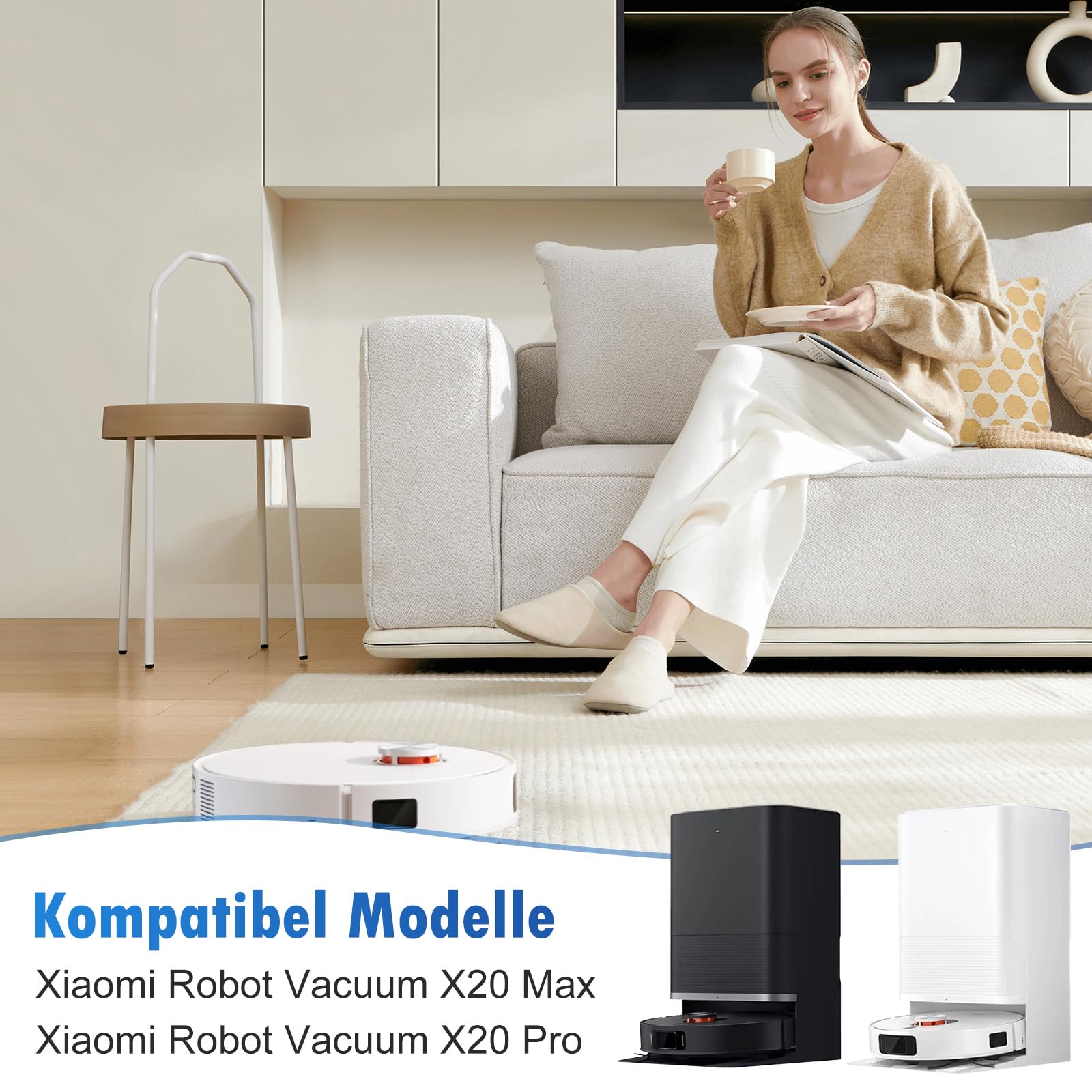 HUAYUWA Ersatzteile-Set Für Xiaomi X20 Max / Pro – 1 Hauptbürste + 4 Seitenbürste + 2 Filter + 4 Lappen + 6 Staubbeutel