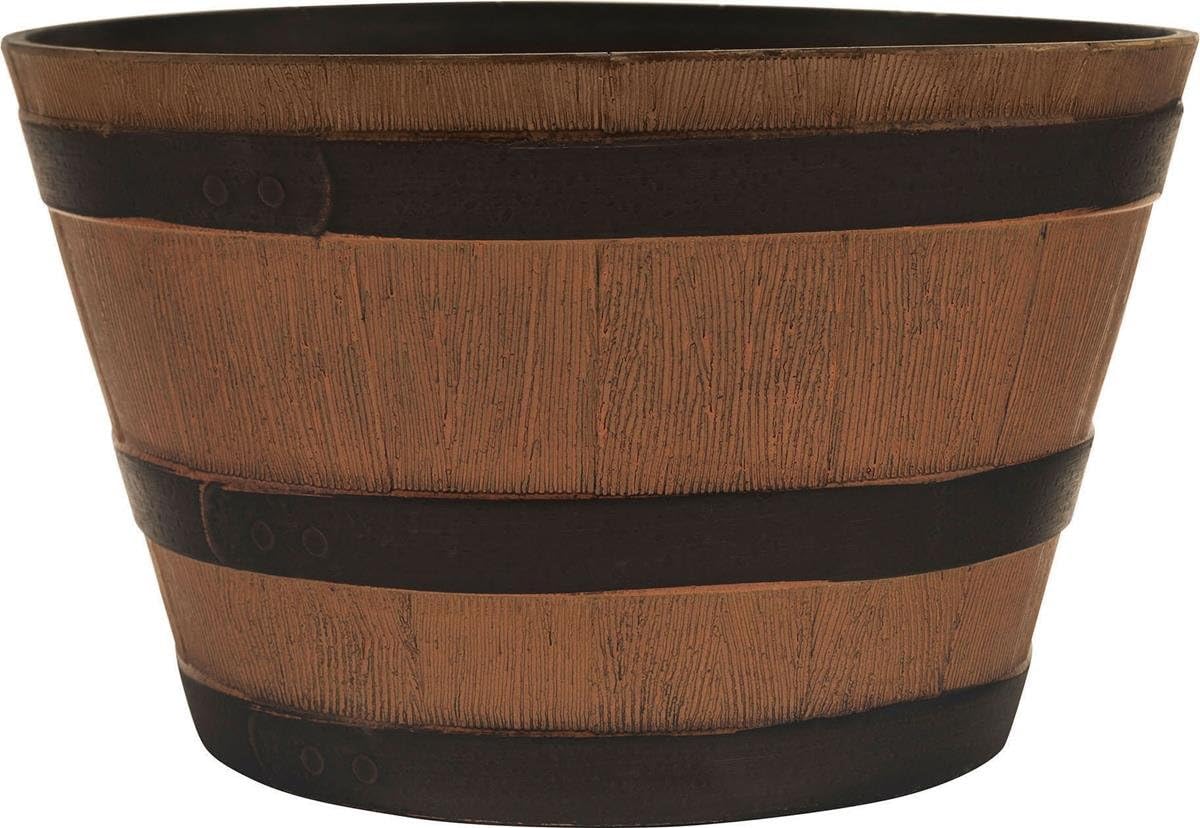 077030 HDR Whiskey Barrel Planter Natural Oak, 15.5"