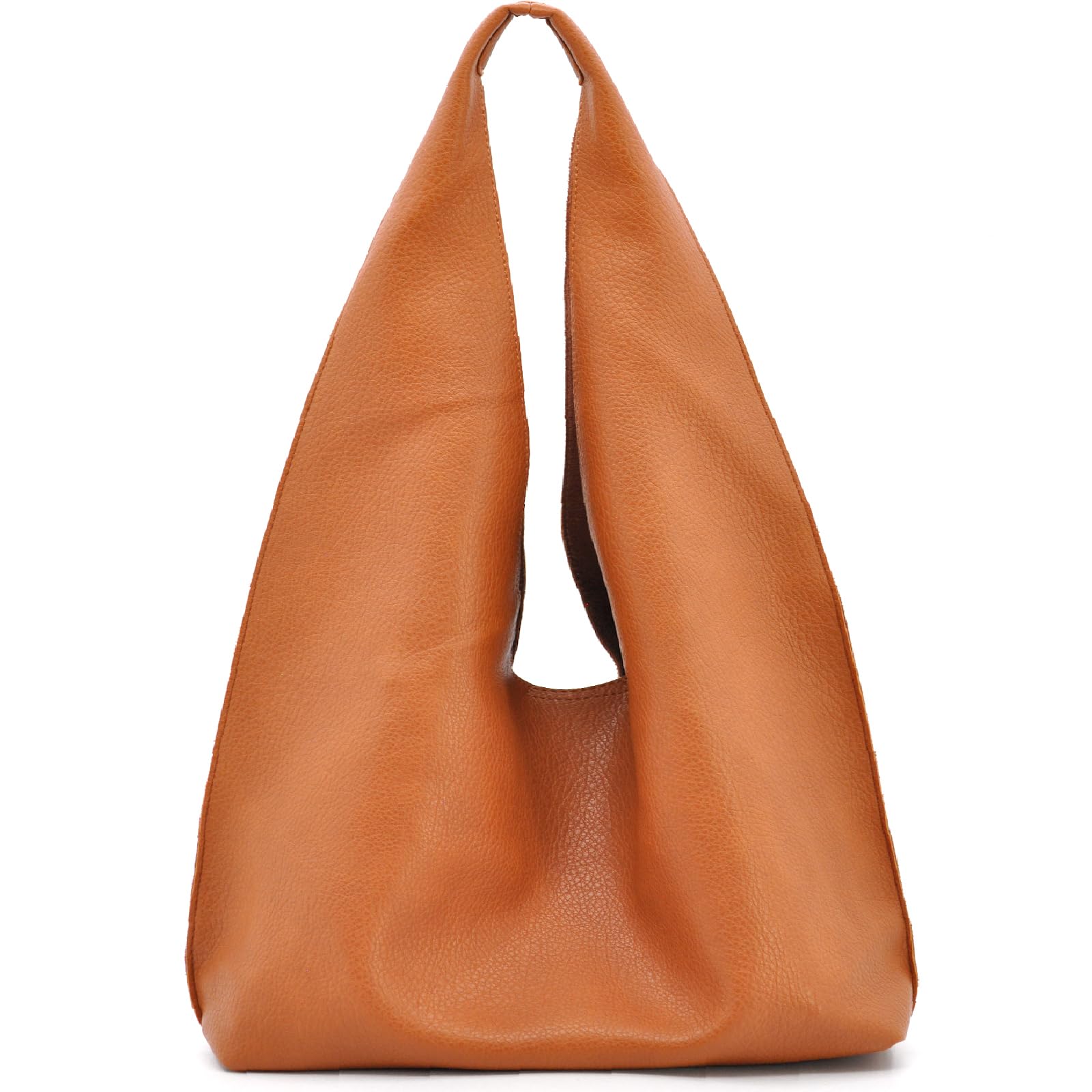 Generico Borsa a Sacco da Donna in Similpelle, 38x36x15 cm, Cognac, con Tracolla Regolabile e Borsetta Omaggio