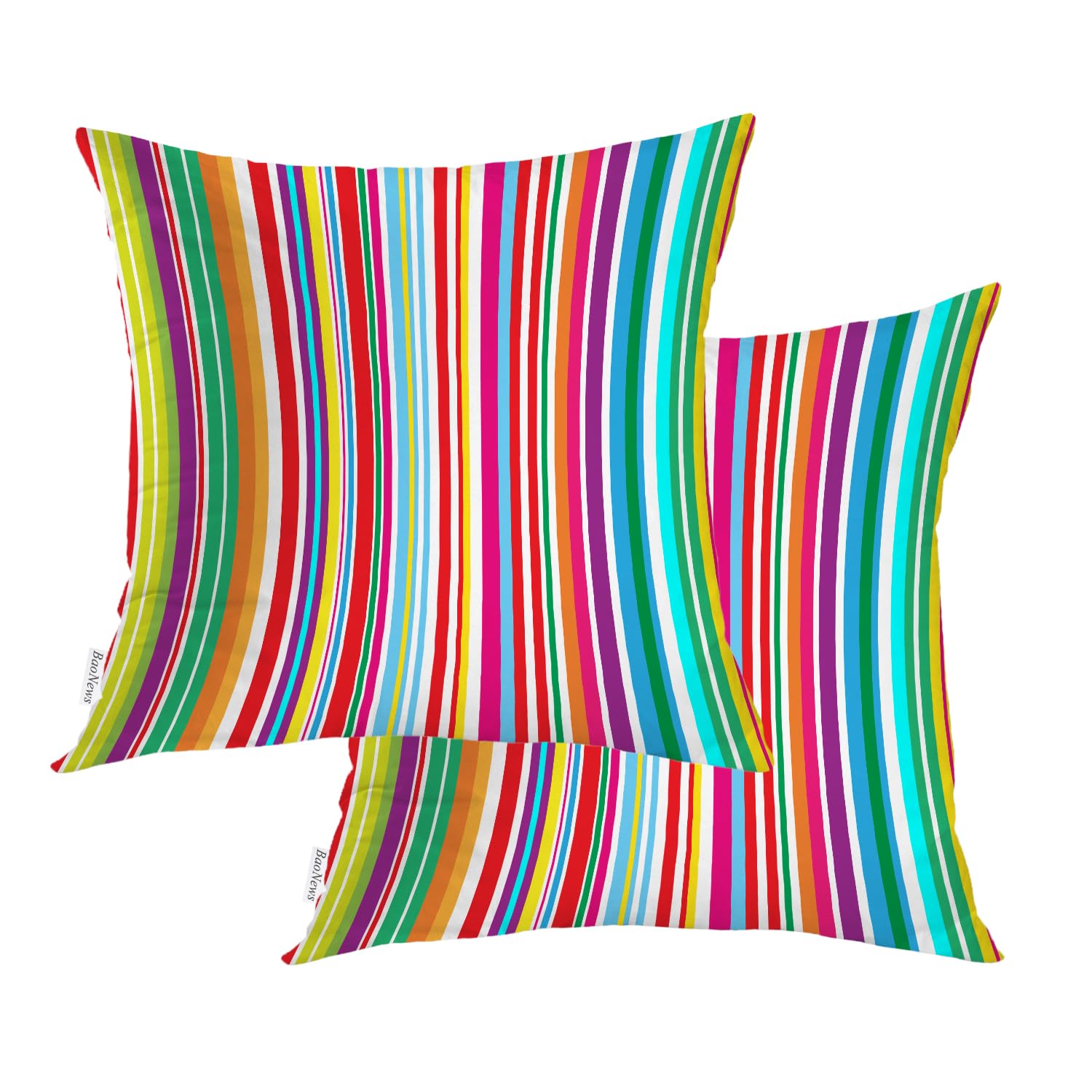 Housses de coussin 45x45 cm à rayures colorées et zip invisible (lot de 2)