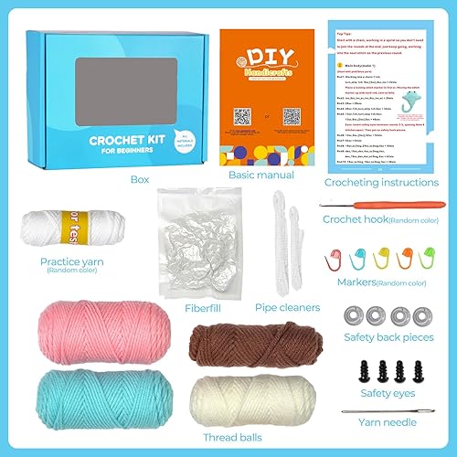 Miniatura 9 de Ktmeor Kit de ganchillo para principiantes, kit de animales de ganchillo, kit de aprendizaje a ganchillo para principiantes con tutoriales en video