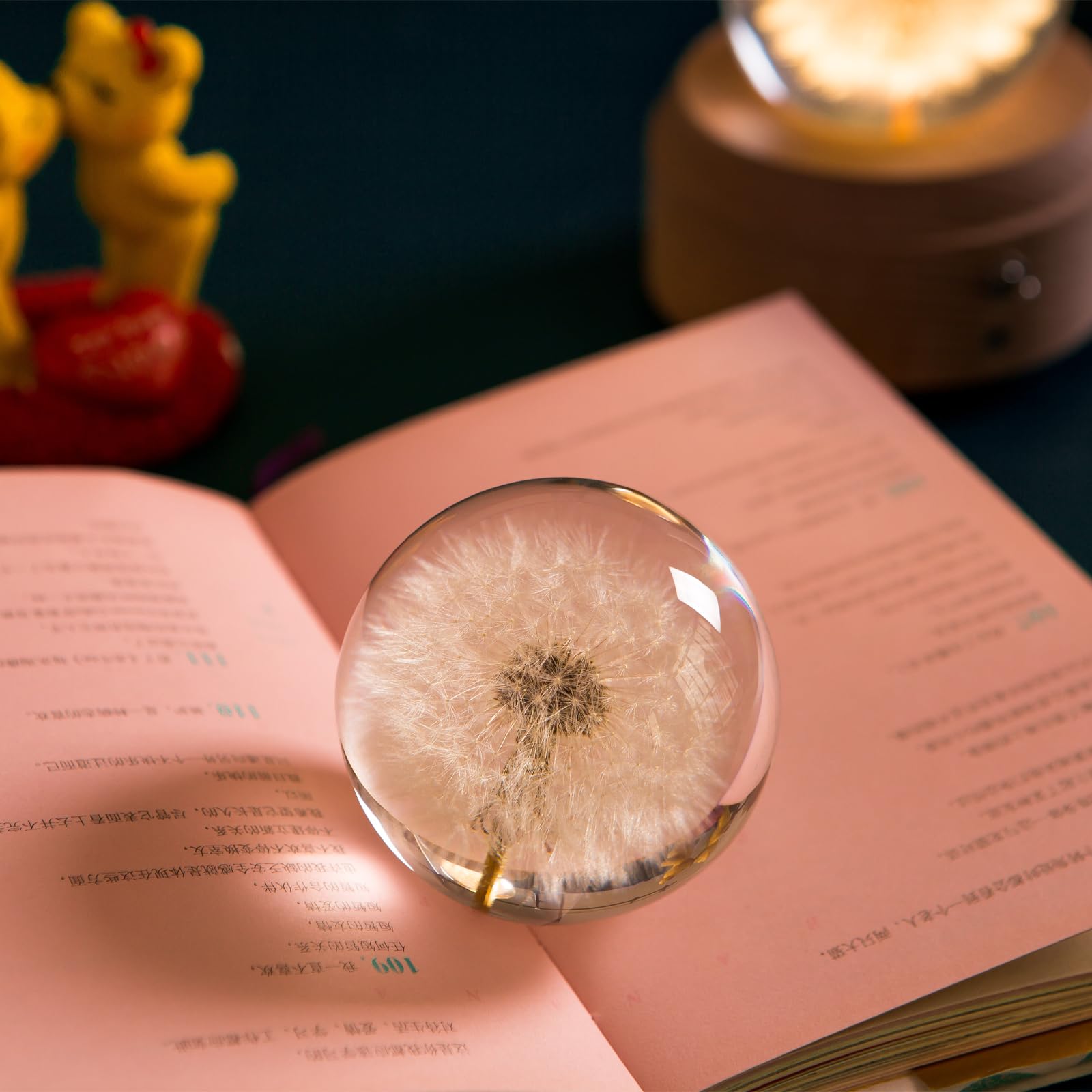 Briefbeschwerer Pusteblume Traumball Kristall Wunschball Einzigartiger Briefbeschwerer aus Pusteblume Geschenk für Frauen Männer (Mama, Papa, Lehrer), Geburtstag, Hochzeit, Valentinstag, Mutter (9 cm)