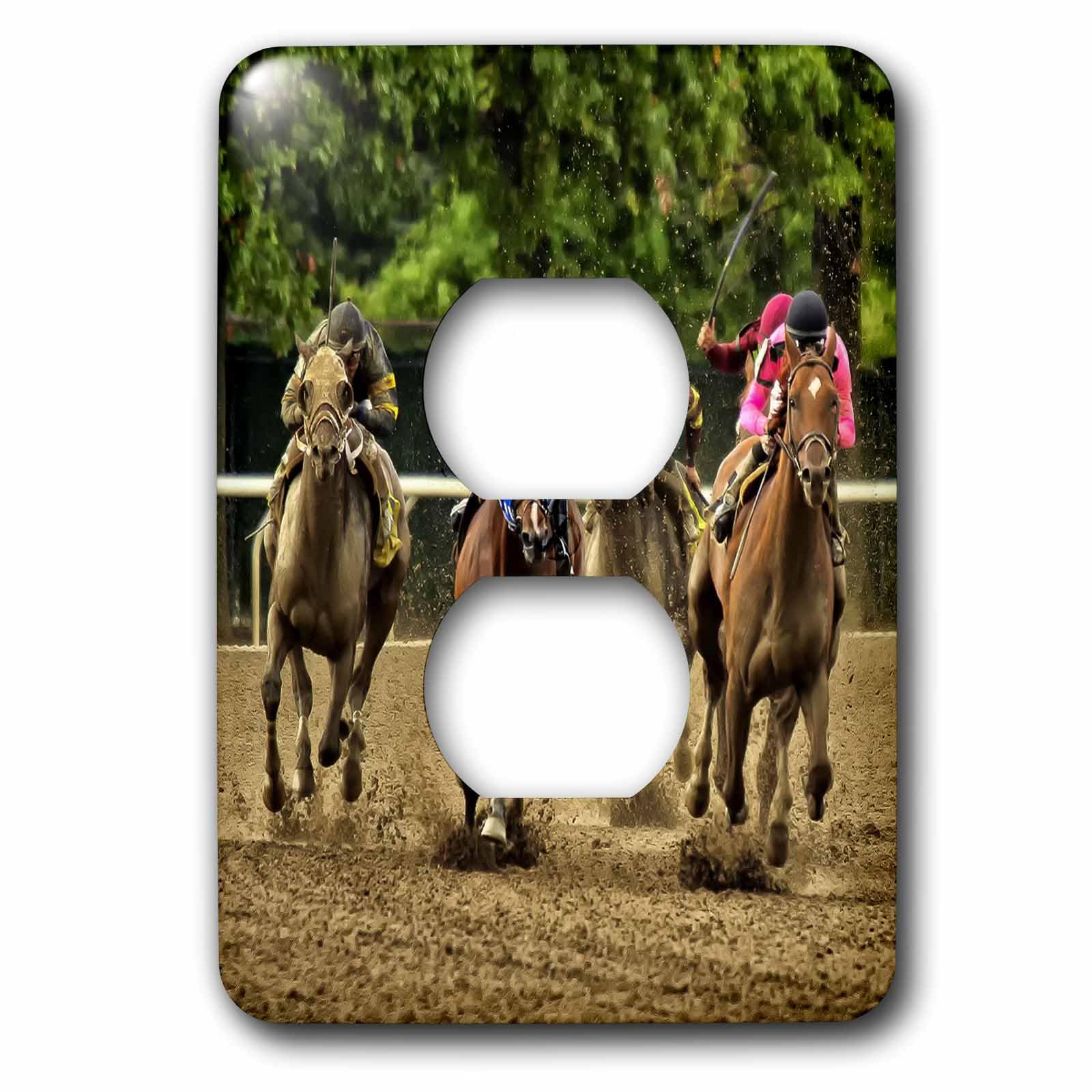 Chevaux et Jockeys Racing Plaque pour Dissimuler Prise Double Murale Abîmée 15,2 cm