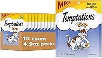 Temptations Indoor Care Chicken Cat Treats, Crunchy & Soft Texture, Digestive Health Support, 4.9oz Pouches (Pack of 10)