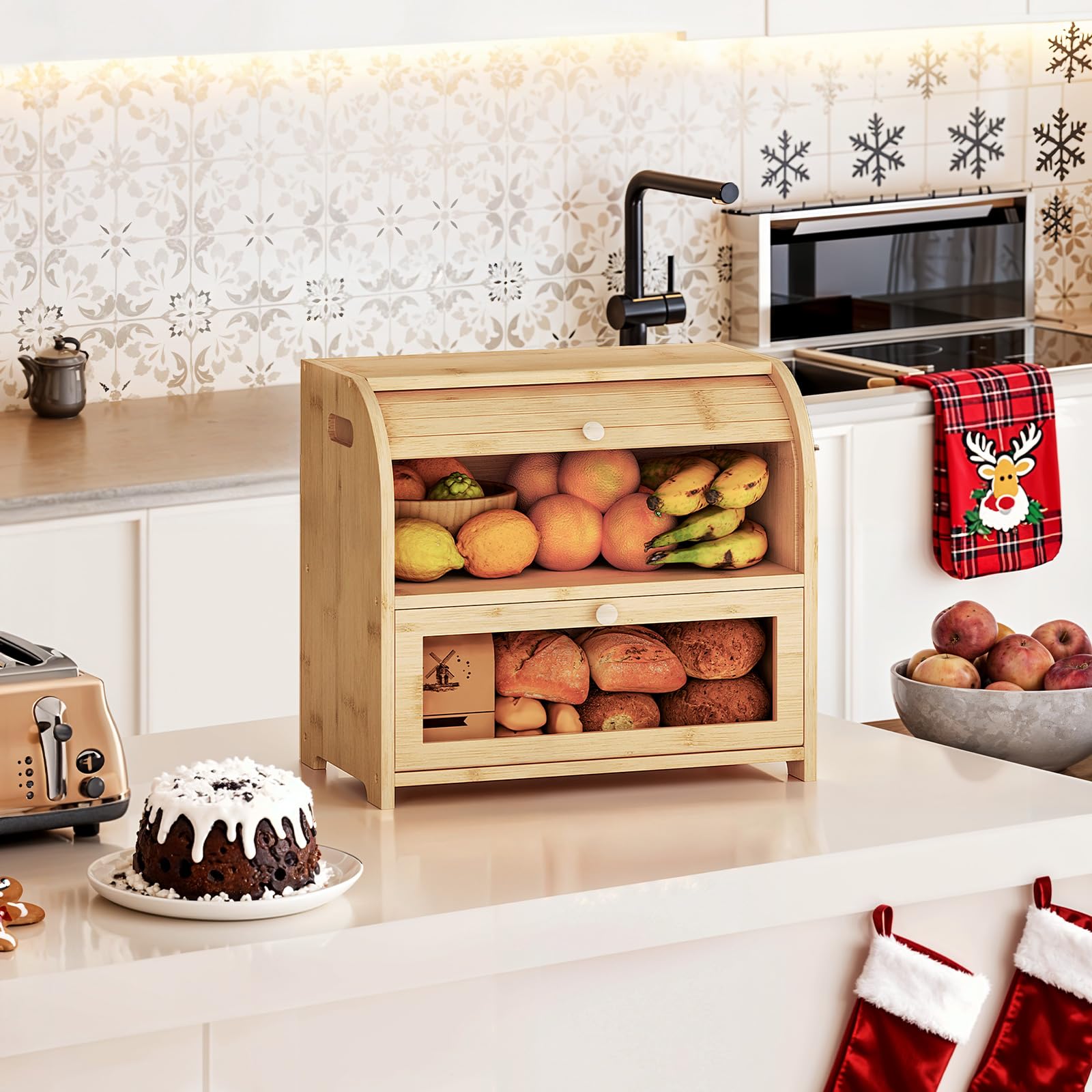 BREAD ホーロー　ボックス Amazon.com - HOOBRO Bread Box, Bamboo Bread Box for Kitchen