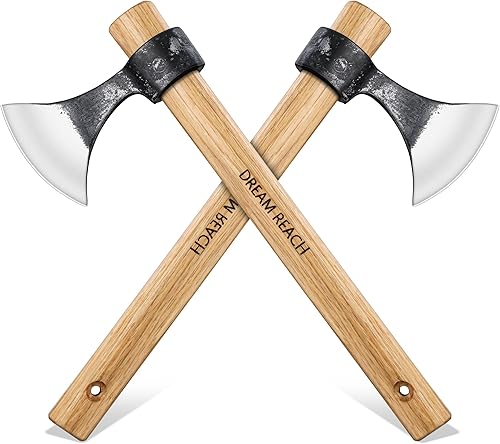 Dream Reach Juego de 2 hachas de lanzamiento profesional de 15 pulgadas para patio trasero, juego de hacha desmontable de acero de alto carbono para