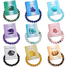 COLOYAN 9PCS 8mm Healing Crystal Natural Stone Beaded Bracelets for Women | Durable Stretch Bracelet, Reiki Spiritual Jewelry Gift Christmas, Graduations, Mothers Day, Anniversaries, or Birthdays