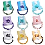 COLOYAN 9PCS Healing Crystal Bracelets for Women Men 8mm Natural Stone Beaded Stretch Bracelet Handmade Reiki Spiritual Jewelry