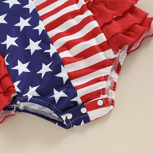Miniatura 5 de Ropa general para bebé recién nacida del 4 de julio, mameluco acanalado para el Día de la Independencia, falda de estrella, mameluco de verano