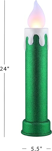 Miniatura 3 de Mr. Christmas Molde de soplado de luz LED sin llama parpadeante con purpurina para decoración de Navidad al aire libre, 24 pulgadas (paquete de 2),