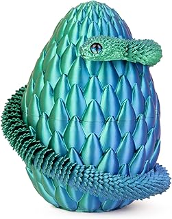 Easter Eggs, Snake Egg with 3D Printed Snake, Year of The Snake 2025, 3D Printed Snake, Executive Desk Toys, Articulated Snake, Fidget Toys Gifts for Easter Adults (GreenBlue)