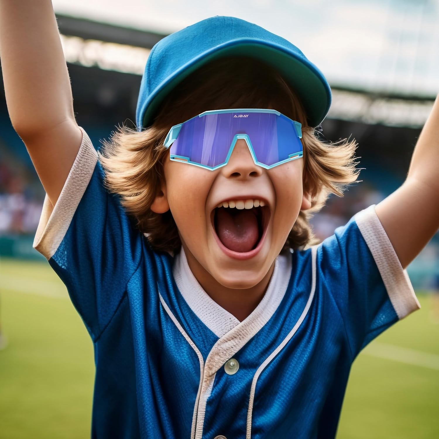 Polarized Kids Sunglasses, Youth Baseball Sunglasses Ultra-Light TR90 Frame UV400 Protection Sports Cycling Glasses for Boys Girls